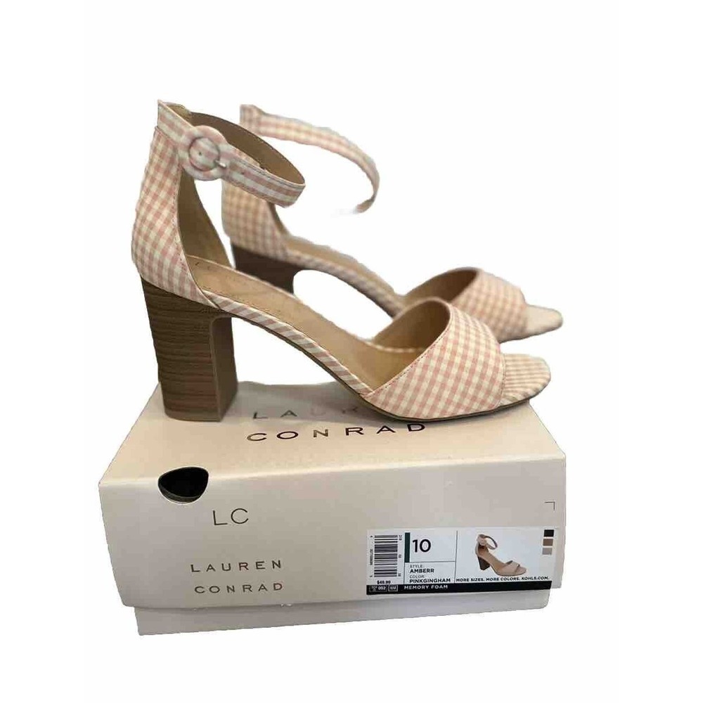 Lauren Conrad Size 10 Amberrr Pinkingham Memory Foam Heel Ankle Strap